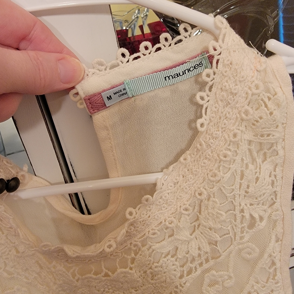 Maurice lace top, size medium